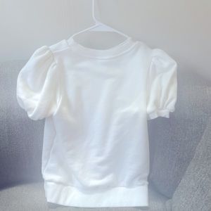 White short sleeve sweater/ puff sleeves.